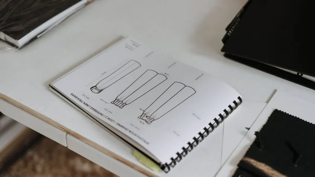 Fashion garment sketches used to communicate a clothing design